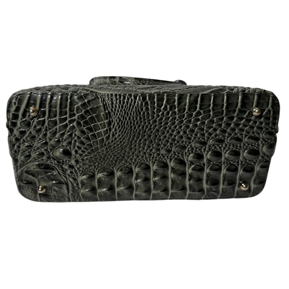 BRAHMIN Duxbury Satchel Olive Gray Melbourne Croc Leather Size Medium‎